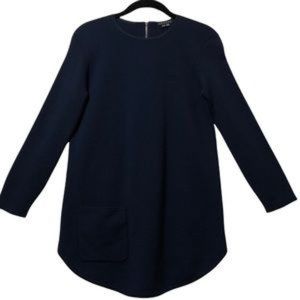 Theory  Black Wool Crewneck Zip-Back Tunic Sweater XS/P/TP